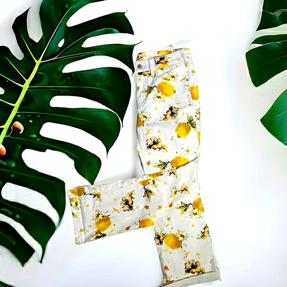 Pilcro and Letterpress for Anthropologie Highrise Lemon Novelty Cropped Jeans 28 - Picture 2 of 14